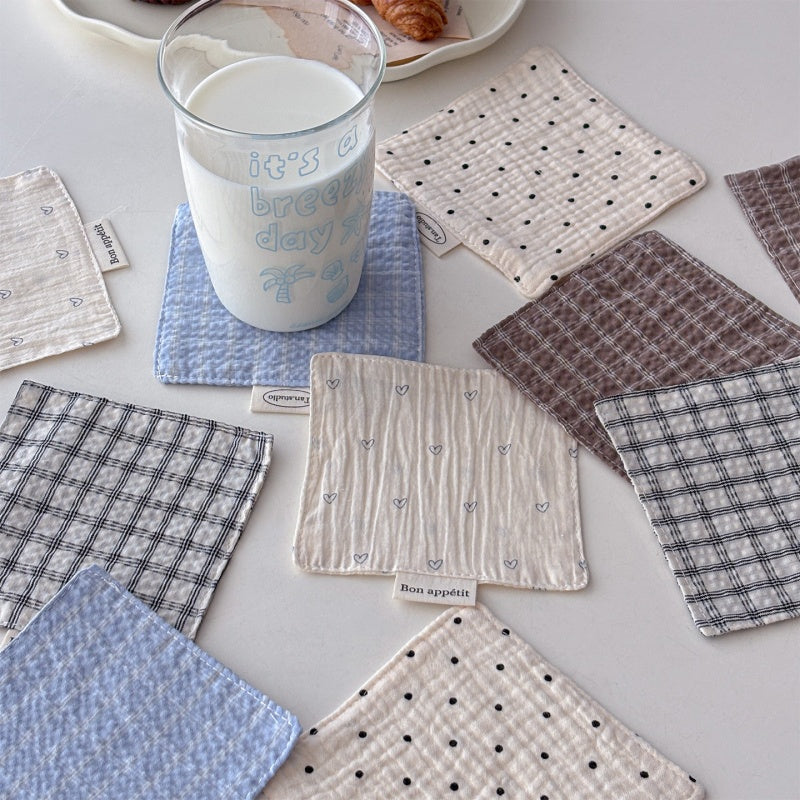 Low Saturation Color Fabric Coasters And Insulation Mats Set Of Five Pieces