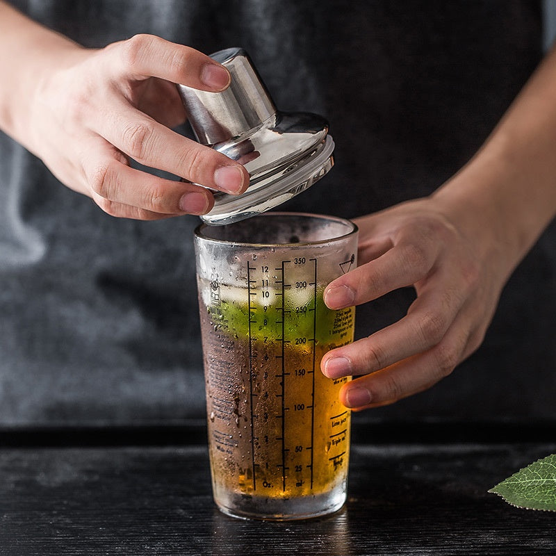 Glass Cocktail Shaker With Marked Measuring Cup