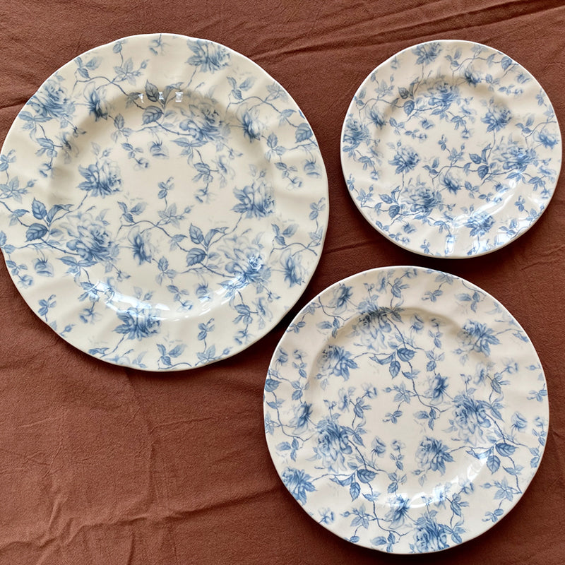 Underglaze Color Blue Flower Dinner Plate Grain Bowl Soup Plate Coffee Cup