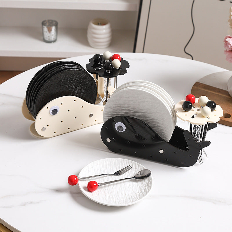 Creative fruit cake fork dessert mixing spoon storage rack stainless steel fruit pick set