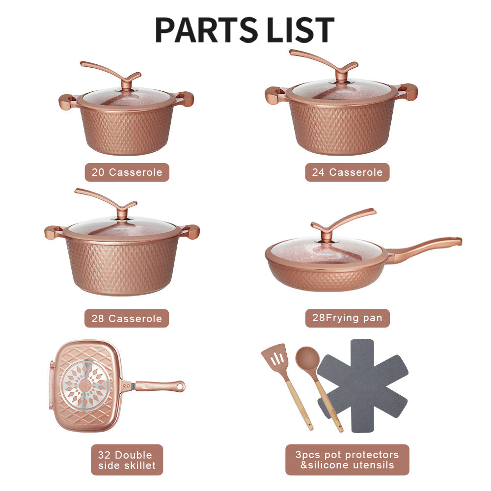 Diamond-Patterned Cookware Set, Suitable For Home Kitchen Non-Stick Stewing