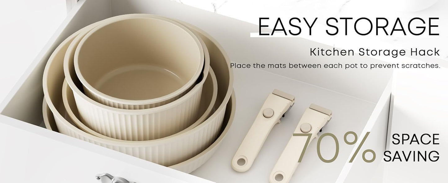 Detachable Handle Ceramic Universal Household Non-Stick Cookware Set