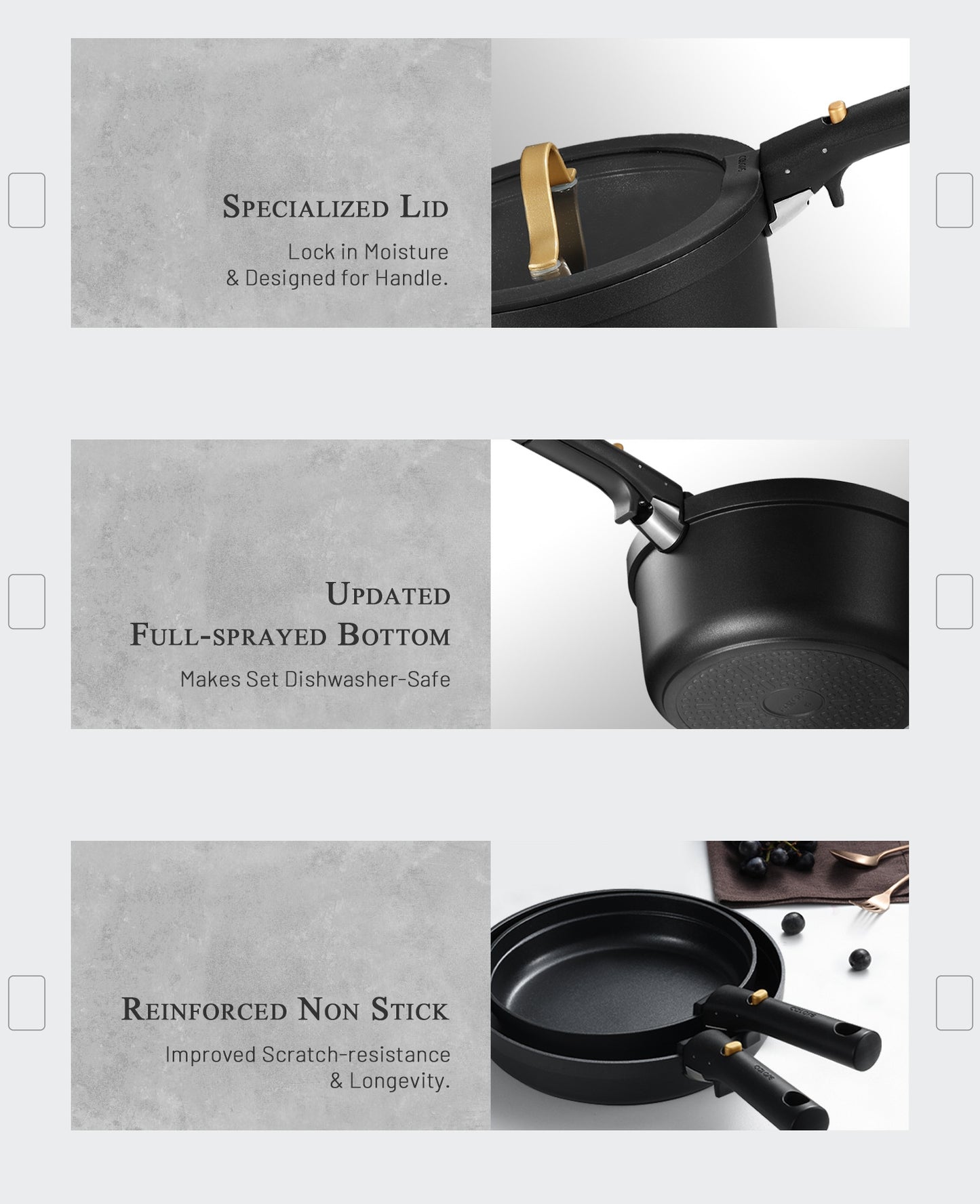 Black Detachable Handle Household Non-Stick Pan 20-Piece Set