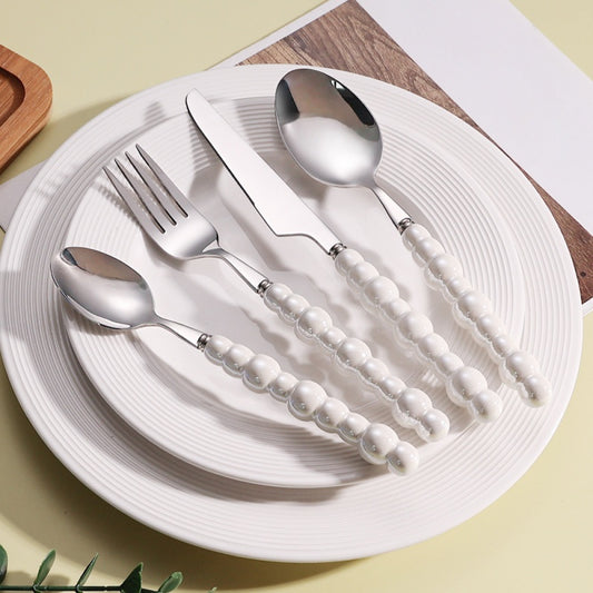 Creative Stainless Steel Ceramic Pearl-Shaped Handle Tableware