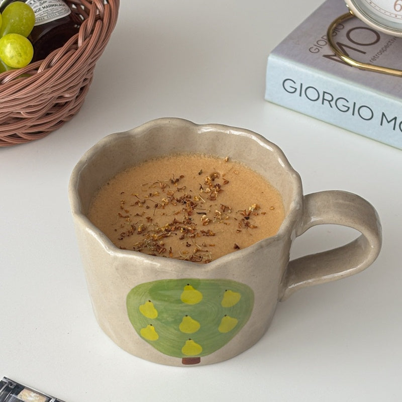 Hand-Painted Rough Clay Irregular Hand-Shaped Mug