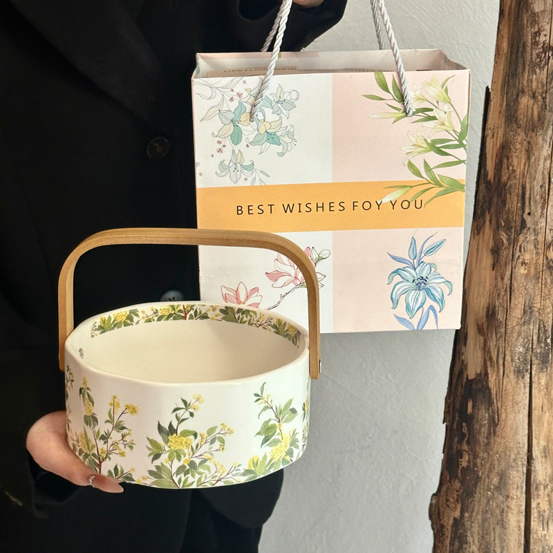 Original niche design sense osmanthus hand-held ceramic fruit basket