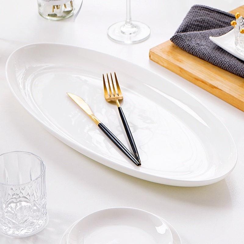 Bone China Tableware: 18-Inch Oval Long Plate, Large Household Plate