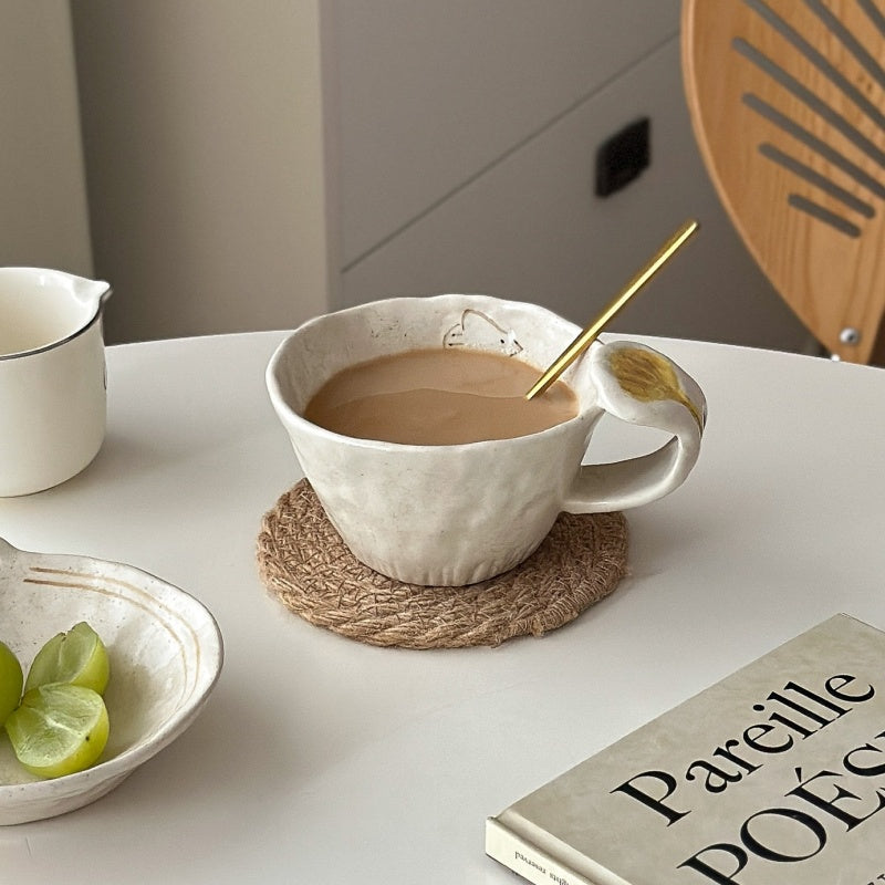 Retro Hand-Painted Flower And Bird Underglaze Ceramic Hand-Pulled Mug
