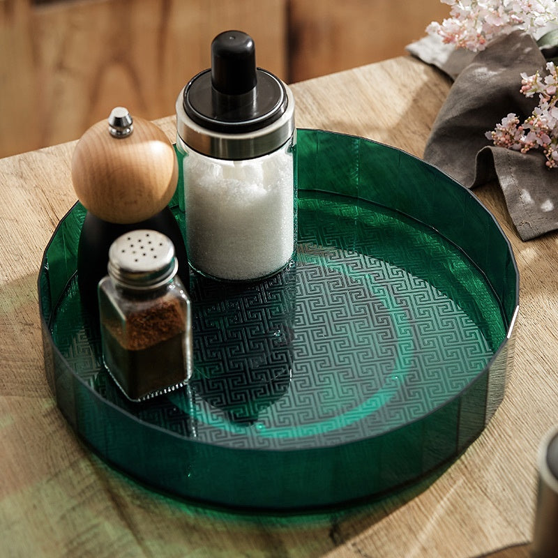 Multi-Functional Plastic Tray For Rotating Kitchen Countertop Storage