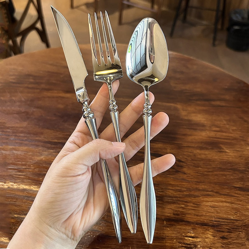 Retro Stainless Steel Mirror-Polished Western Tableware