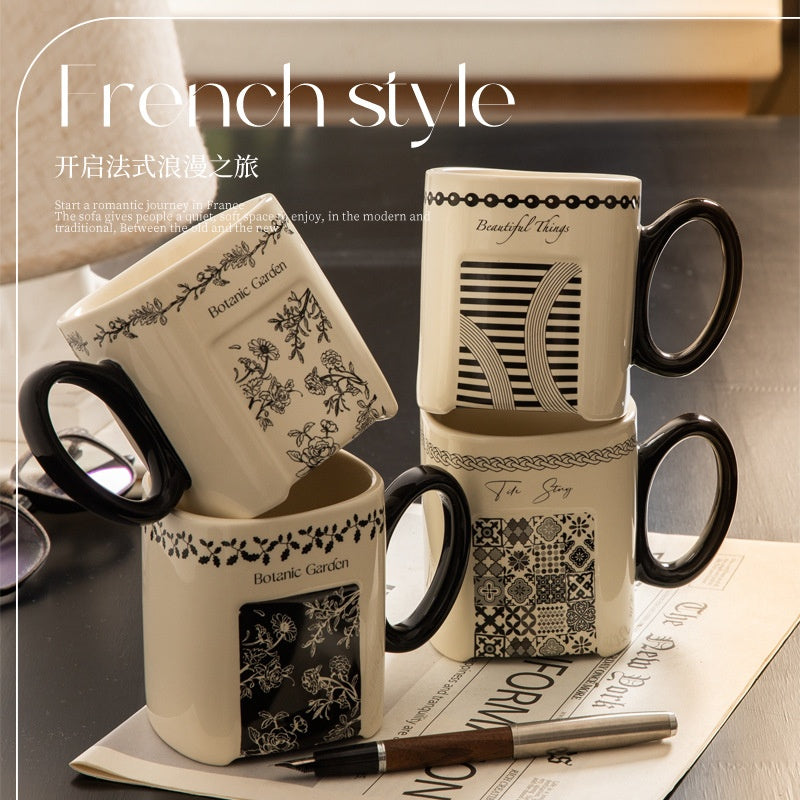 Retro Floral Graffiti Ceramic Mug Coffee Cup