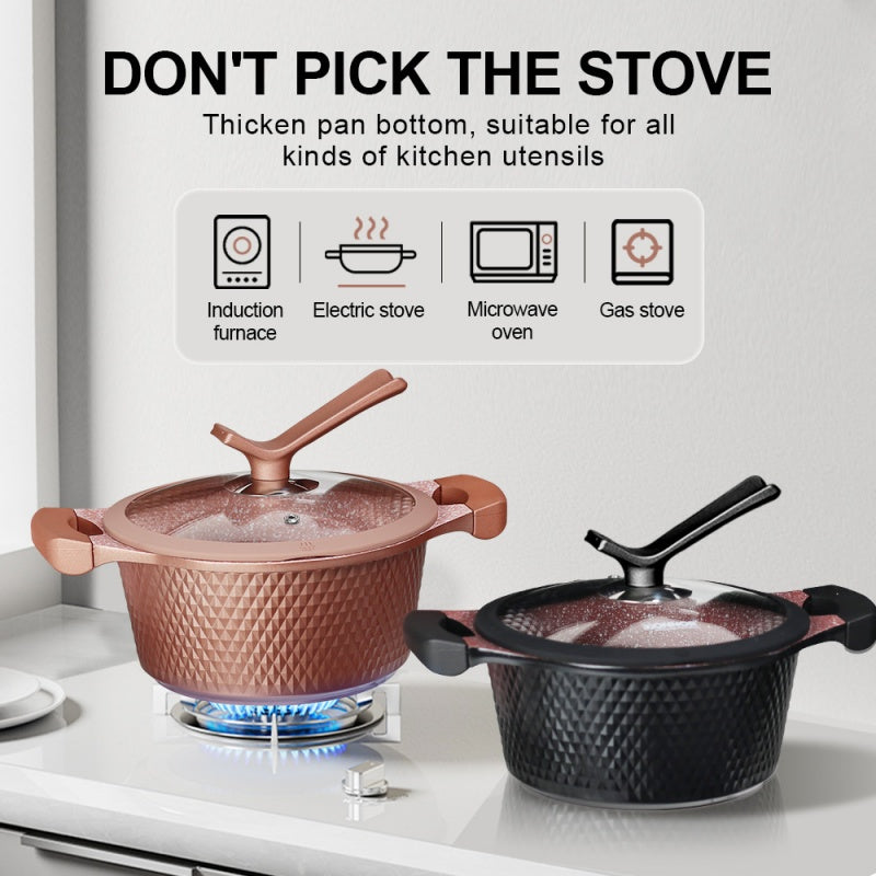 Diamond-Patterned Cookware Set, Suitable For Home Kitchen Non-Stick Stewing