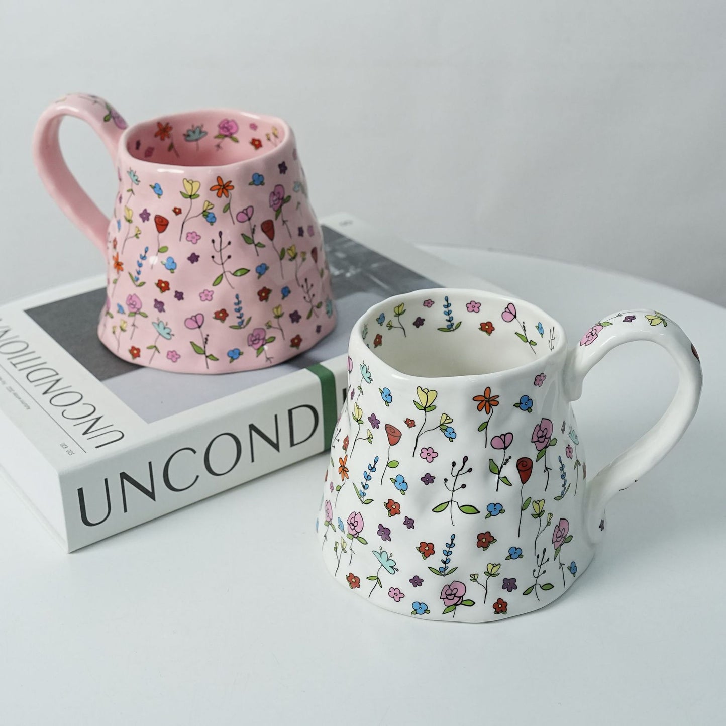 Creative floral ceramic mug High appearance level Large capacity coffee office breakfast mug