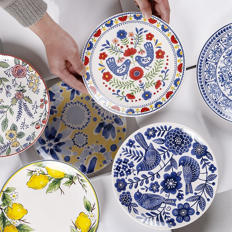 Creative Painted 9-Inch Ceramic Plate 4 Piece Set