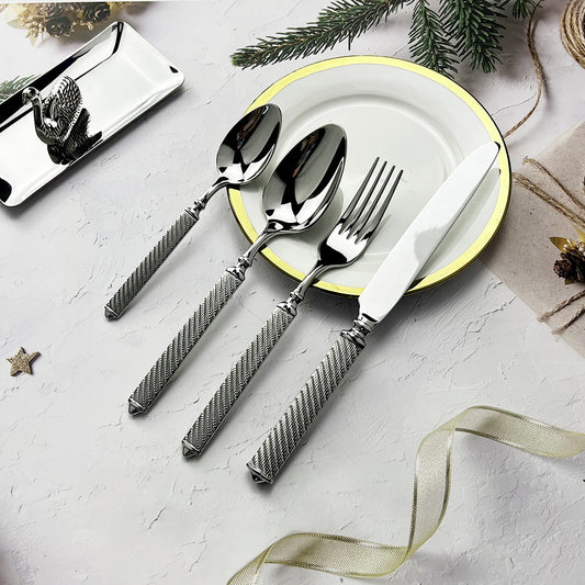 304 Stainless Steel Forged Twine Line Handle Advanced Thickened Knife Fork Spoon Western Tableware