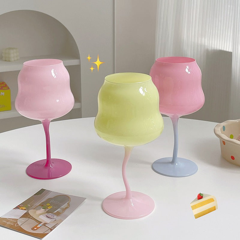 Macaron candy-colored fresh and bright wine goblets
