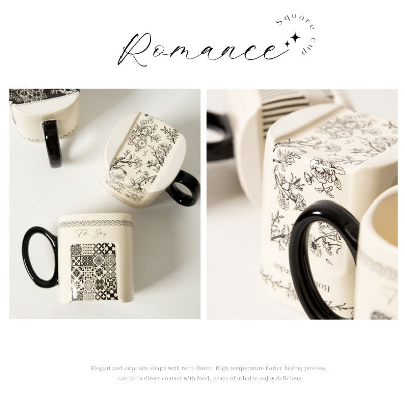 Retro Floral Graffiti Ceramic Mug Coffee Cup