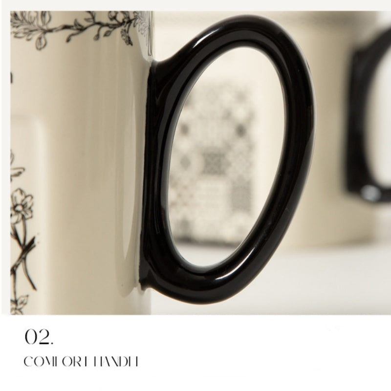 Retro Floral Graffiti Ceramic Mug Coffee Cup