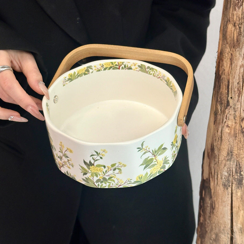 Original niche design sense osmanthus hand-held ceramic fruit basket