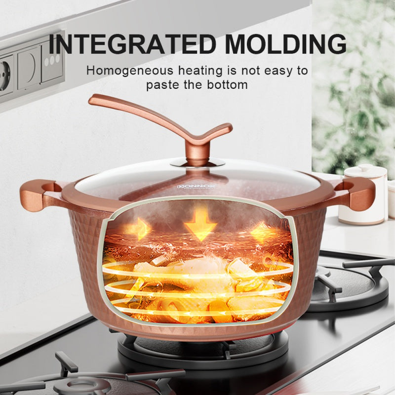 Diamond-Patterned Cookware Set, Suitable For Home Kitchen Non-Stick Stewing