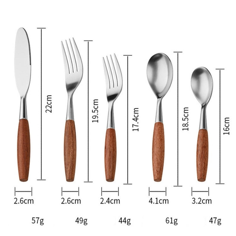 Stainless Steel Western Tableware With Rosewood Handles