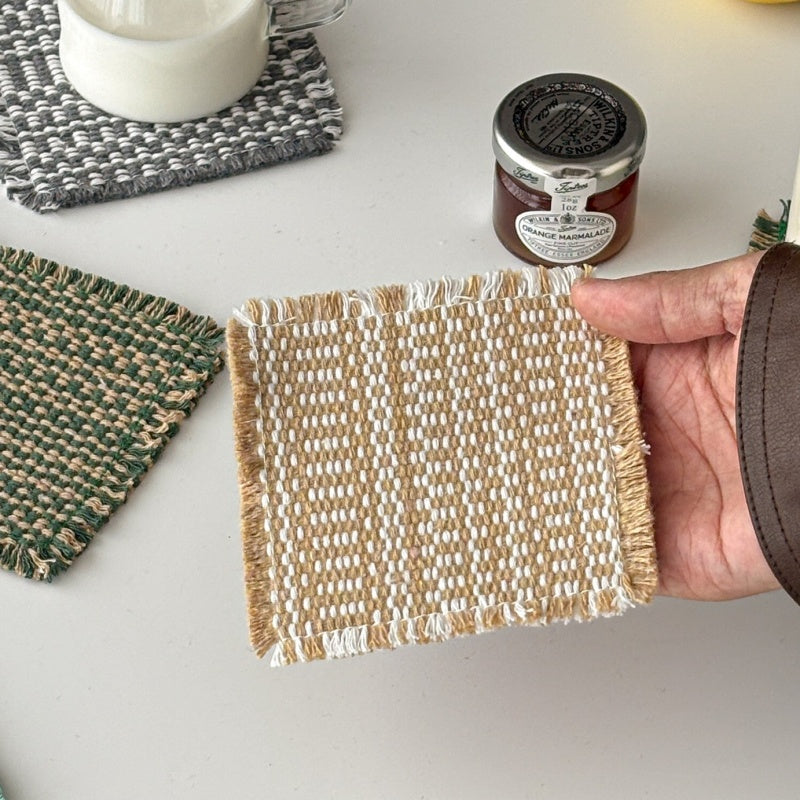 Retro Fabric Woven Coasters Set Of Five