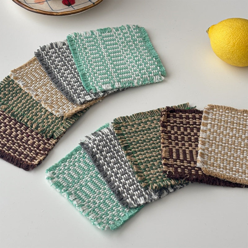 Retro Fabric Woven Coasters Set Of Five