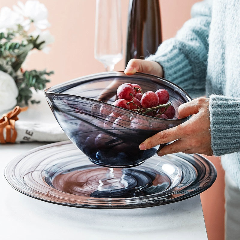 Creative Handcrafted Ink-Wash Glass Fruit Plate