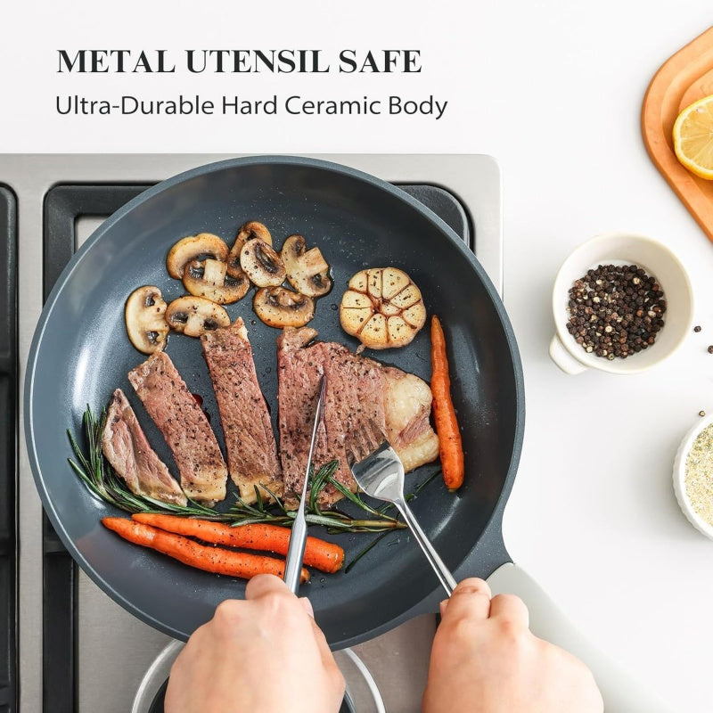 Grey Tourmaline Non-Stick Cookware Set For Home Kitchen