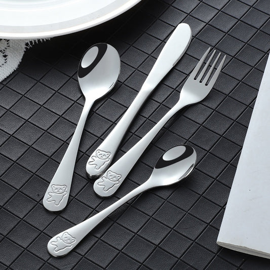 Children's Stainless Steel Cartoon Bear Creative Tableware
