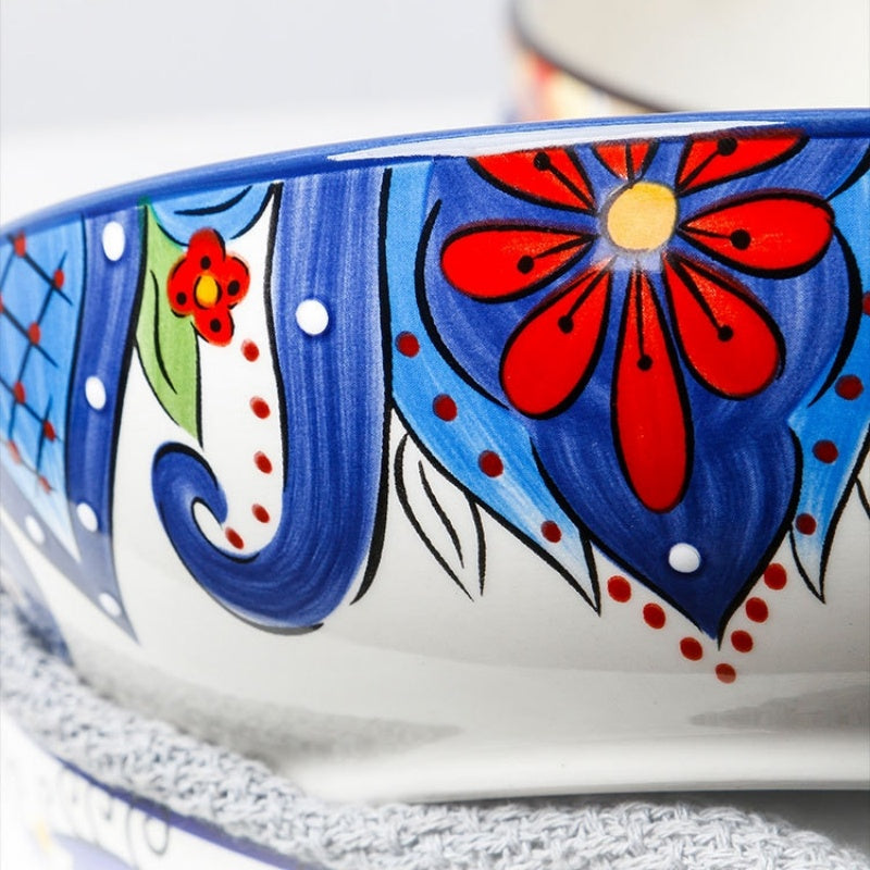 Creative Ceramic Soup Plates, Hand-Painted 8-Inch Deep Plates, Western Tableware, Round Household Vegetable Plates, Salad Bowls And Plates