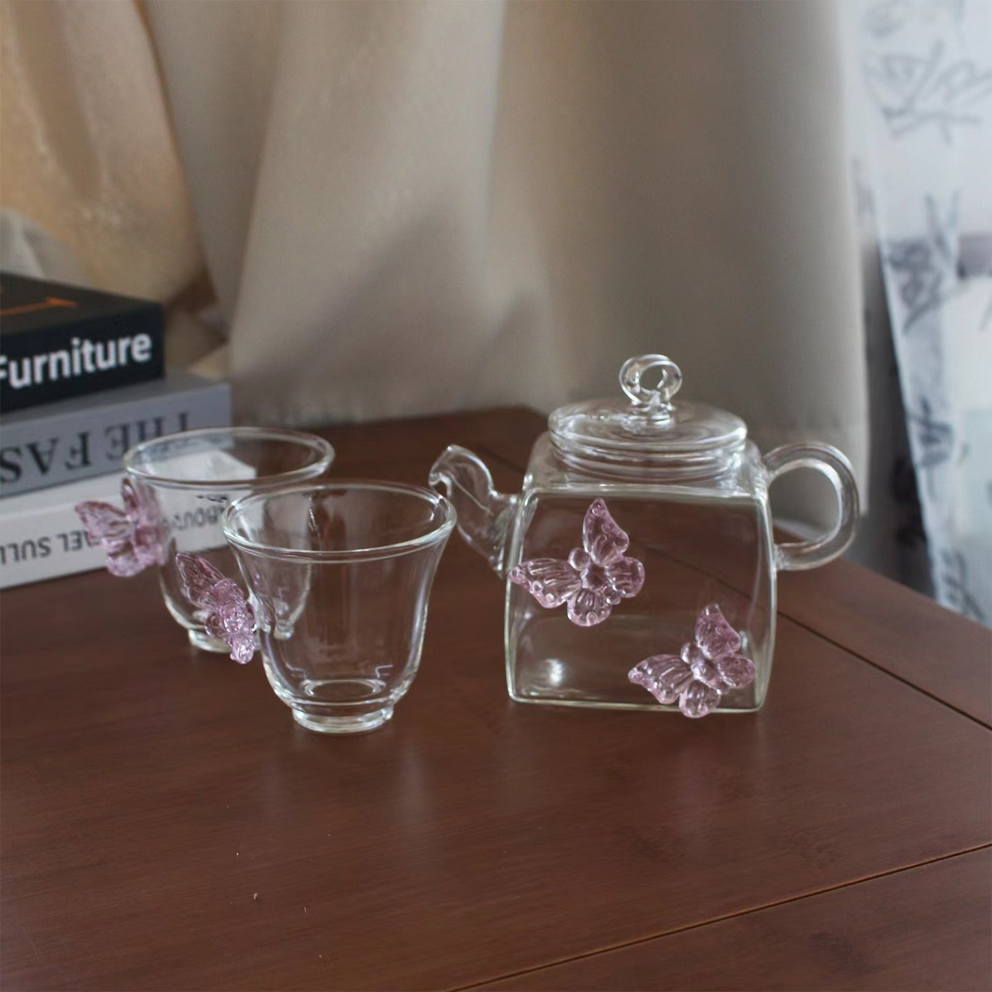 Spring butterfly cup pot set butterfly glass water cup