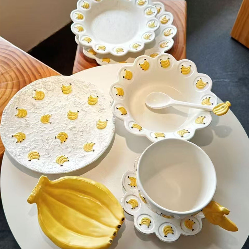 Banana do old series ceramic tableware set household rice bowl soup bowl salad plate breakfast cup