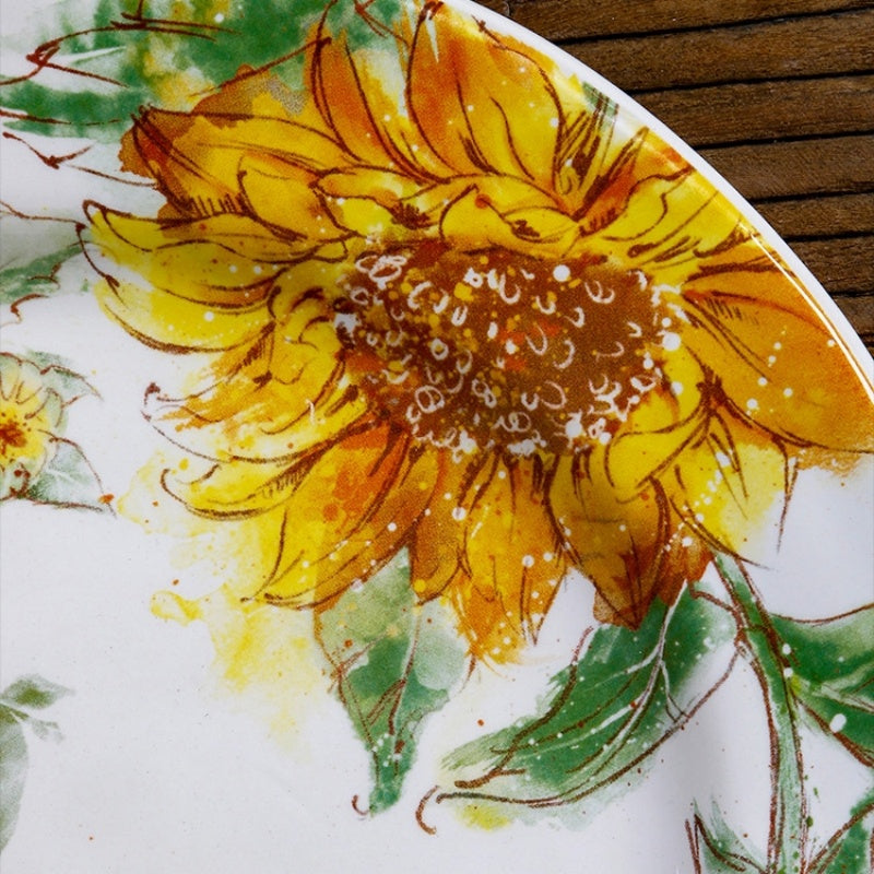 Creative Western-Style Plate With A Flat Plate And Sunflower Arrangement