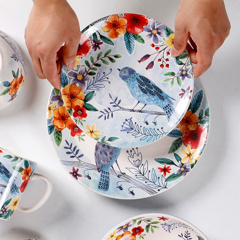 Creative Forest Series Painted Ceramic Plate Home Plate Set