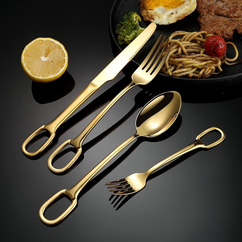 Creative Stainless Steel Hanging Hole Western Tableware