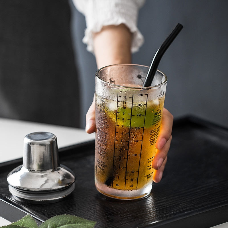 Glass Cocktail Shaker With Marked Measuring Cup