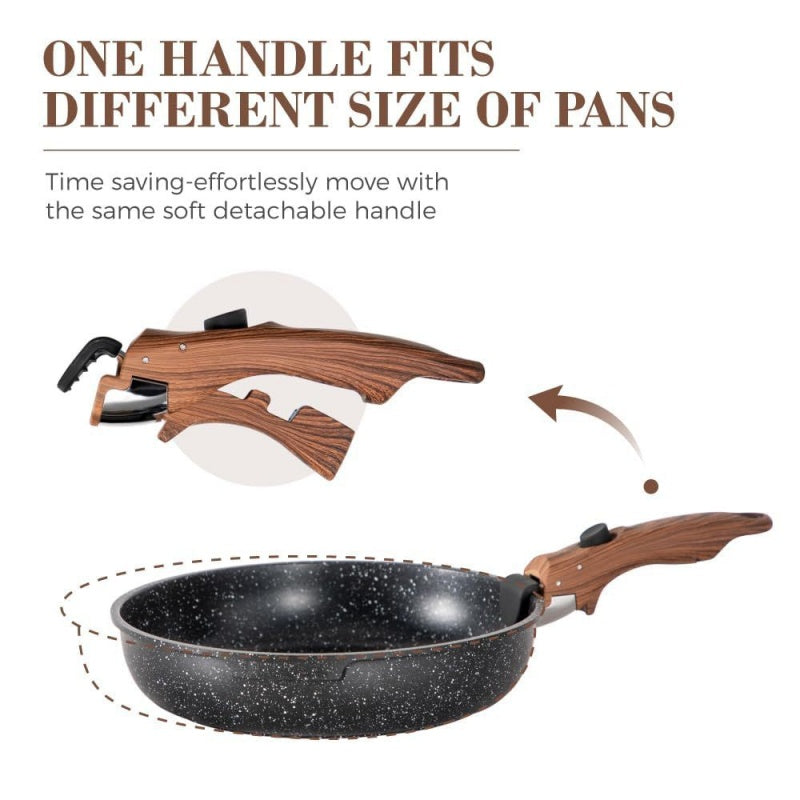 Detachable Handle Household Non-Stick Cookware Set Portable Storage Bag