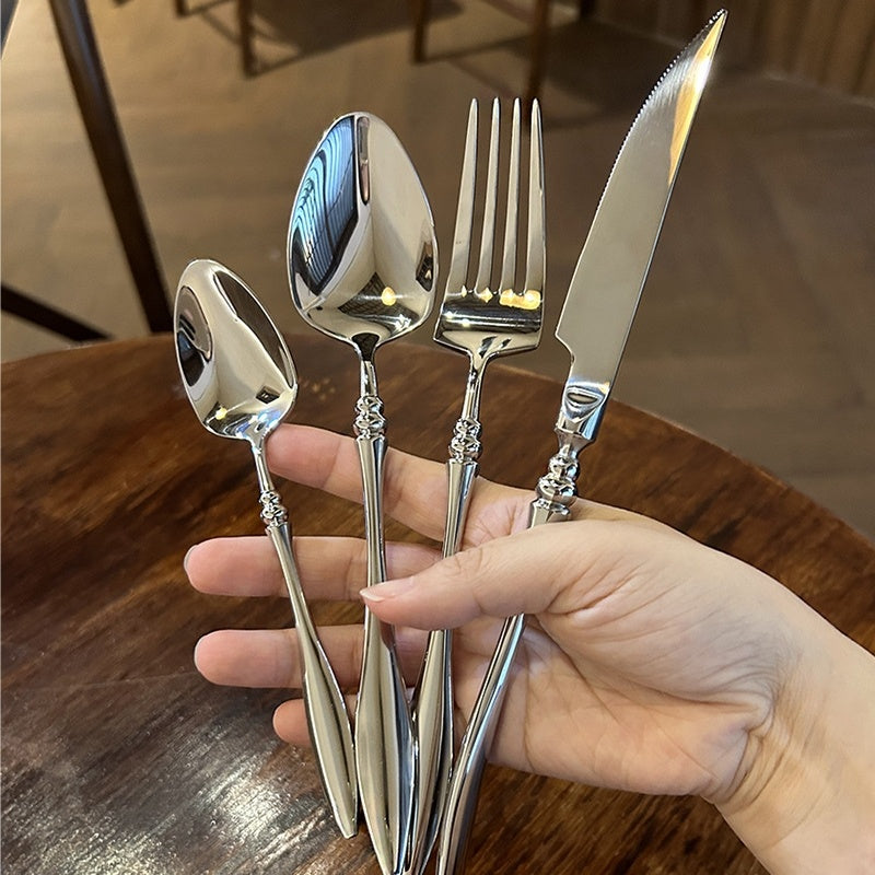 Retro Stainless Steel Mirror-Polished Western Tableware