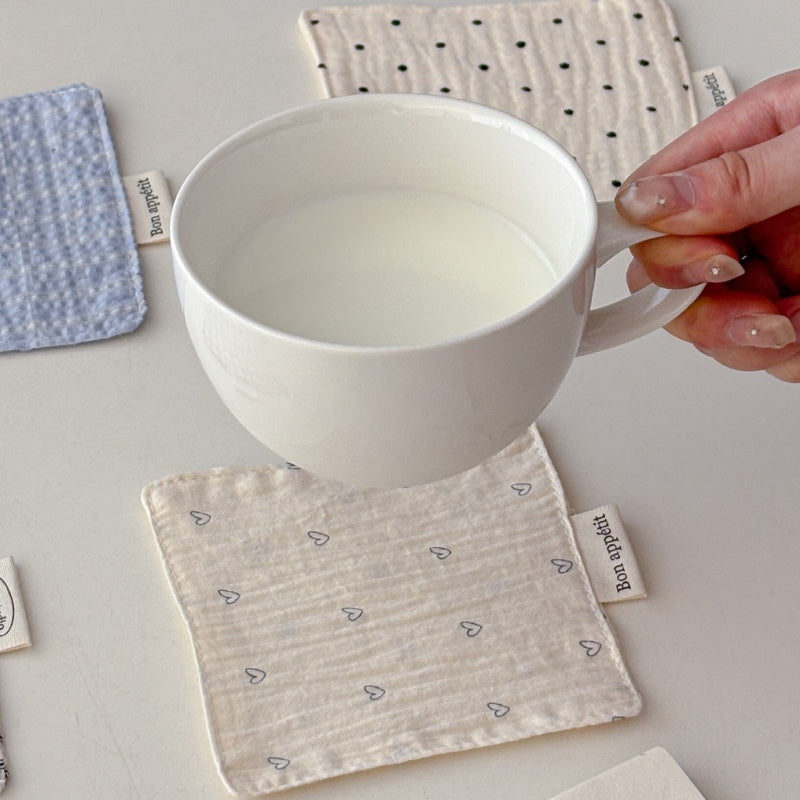 Low Saturation Color Fabric Coasters And Insulation Mats Set Of Five Pieces