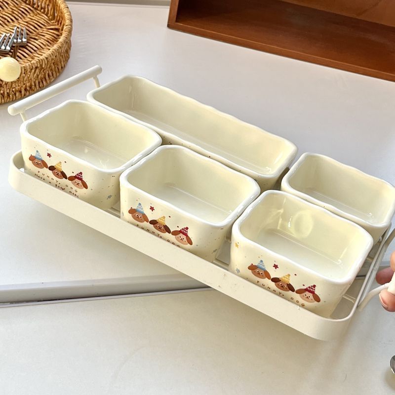 Simple and lovely division fruit tray living room household zero sugar dried fruit nut snack tray dessert storage box