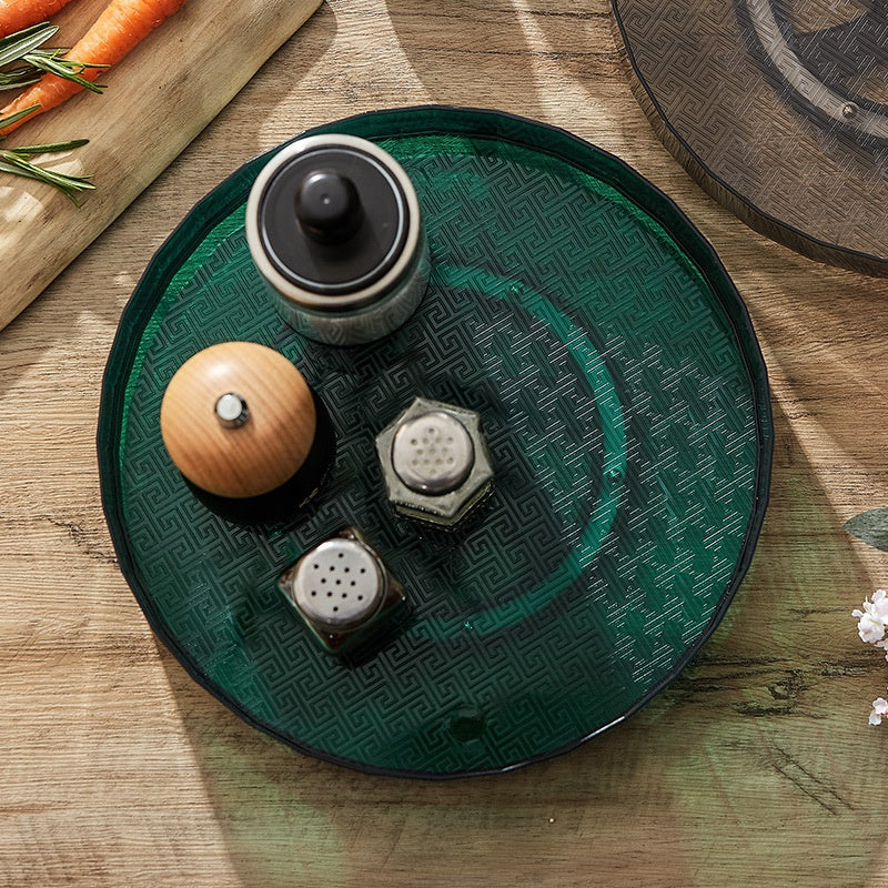 Multi-Functional Plastic Tray For Rotating Kitchen Countertop Storage