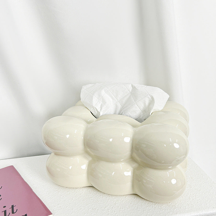 High appearance level light luxury marshmallow cream wind candy table ceramic tissue box