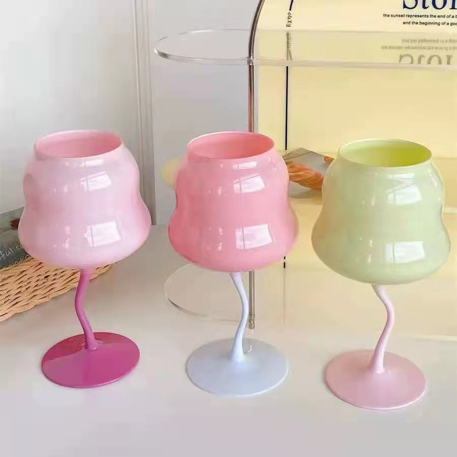 Macaron candy-colored fresh and bright wine goblets