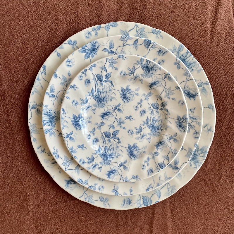 Underglaze Color Blue Flower Dinner Plate Grain Bowl Soup Plate Coffee Cup