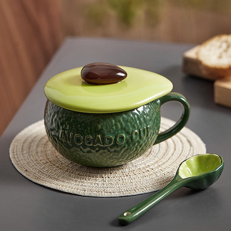 Avocado Cute Milk Coffee Cup Ceramic Cup Three-Piece Set