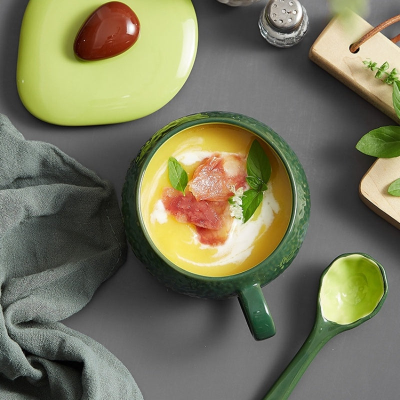 Avocado Cute Milk Coffee Cup Ceramic Cup Three-Piece Set