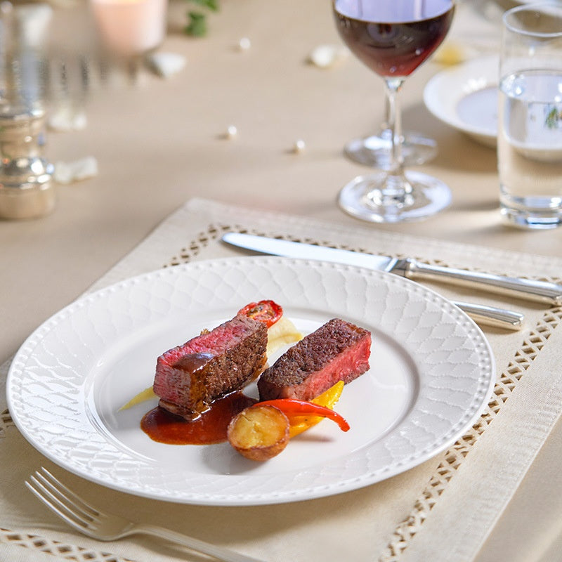 Magoronte Fontaine White Exposed Bone China French Household Tableware Bowl, Plate And Spoon Set Gift Box