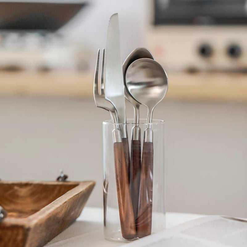 Retro Stainless Steel, Walnut Handle Thickened Household Western Tableware