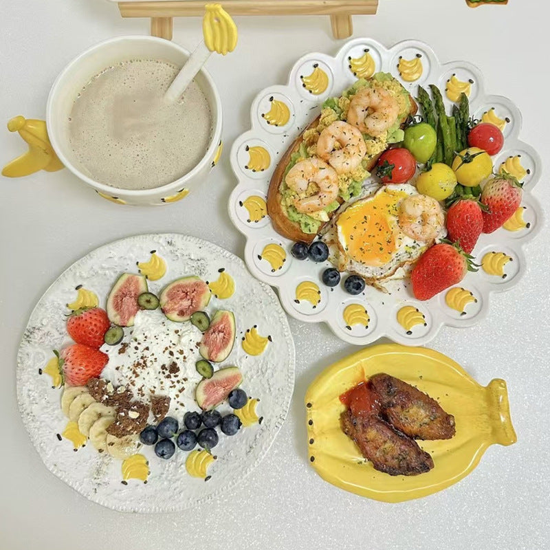 Banana do old series ceramic tableware set household rice bowl soup bowl salad plate breakfast cup